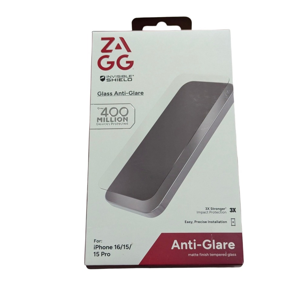 X8-N ZAGG Invisible Shield Glass Anti-Glare Screen Protect iPhone 15, 15 Pro, 16
